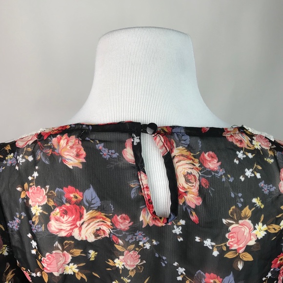 Derek Heart Floral Chiffon Batwing Blouse AL26 - Picture 6 of 8